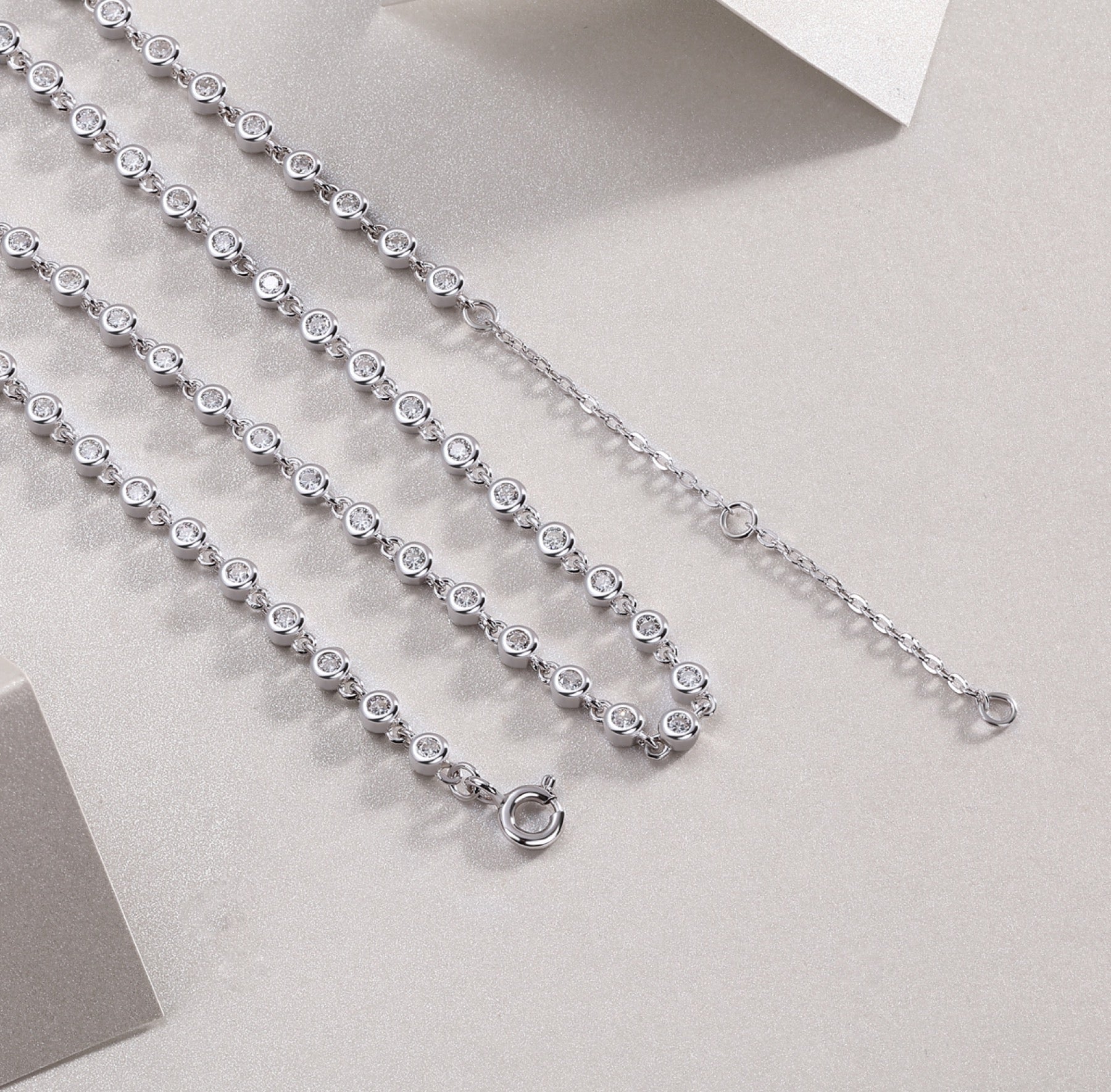 Full Circle Moissanite Tennis Necklace in Sterling Silver