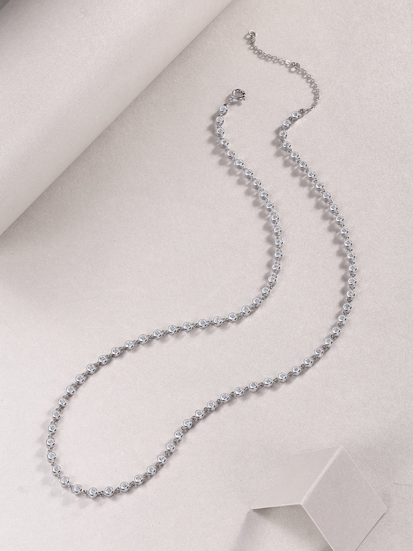 Full Circle Moissanite Tennis Necklace in Sterling Silver