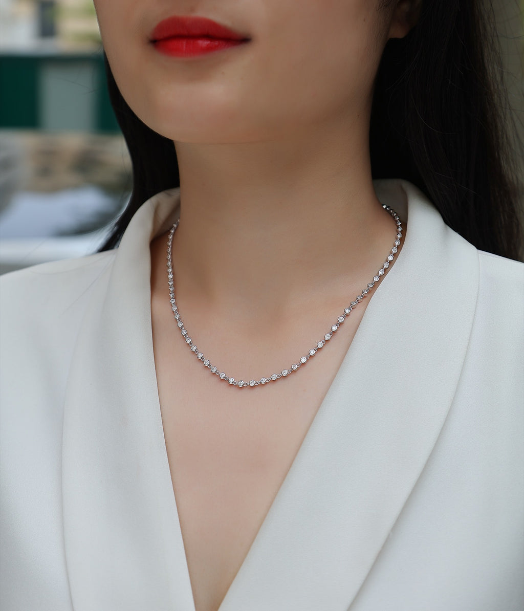Full Circle Moissanite Tennis Necklace in Sterling Silver