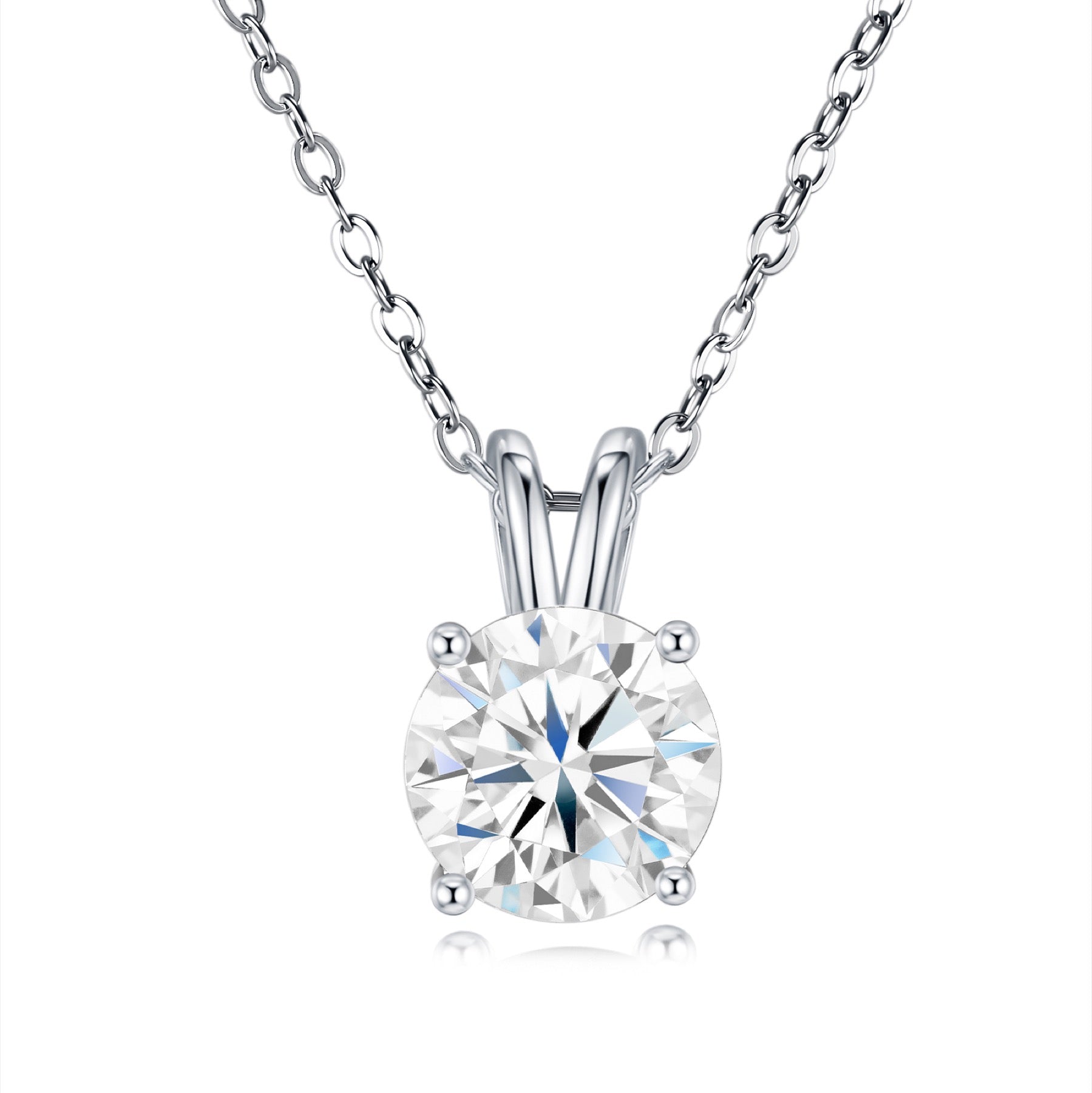 Radiance Moissanite Solitaire Pendant Necklace in Sterling Silver