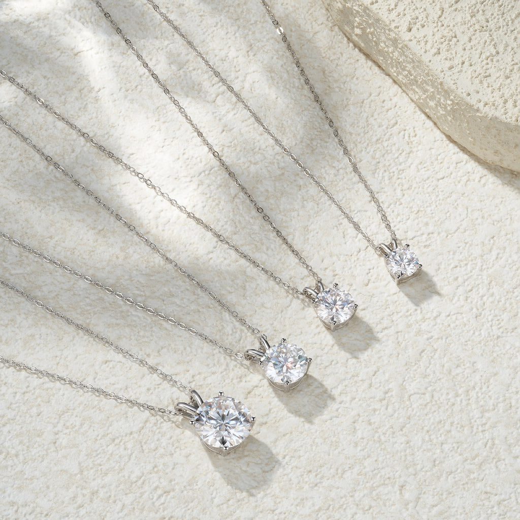 Radiance Moissanite Solitaire Pendant Necklace in Sterling Silver