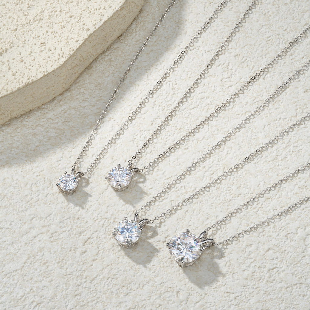 Radiance Moissanite Solitaire Pendant Necklace in Sterling Silver