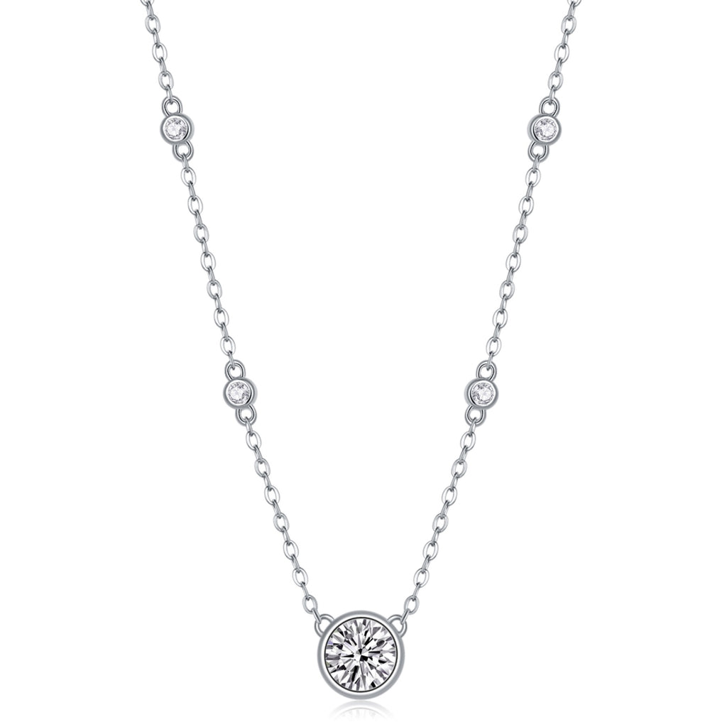 Wish 1 Carat Moissanite Bezel Solitaire Necklace in Sterling Silver