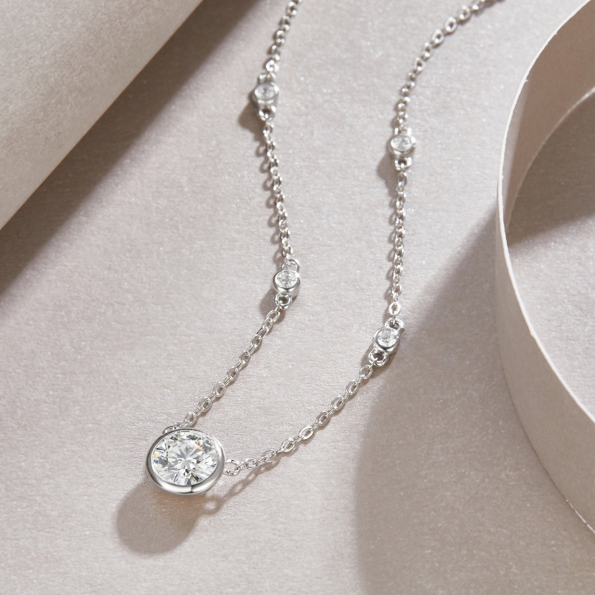 Wish 1 Carat Moissanite Bezel Solitaire Necklace in Sterling Silver