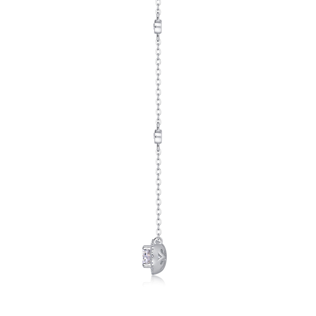 Midsummer Oval-Cut Moissanite Bezel Pendant Necklace in Sterling Silver