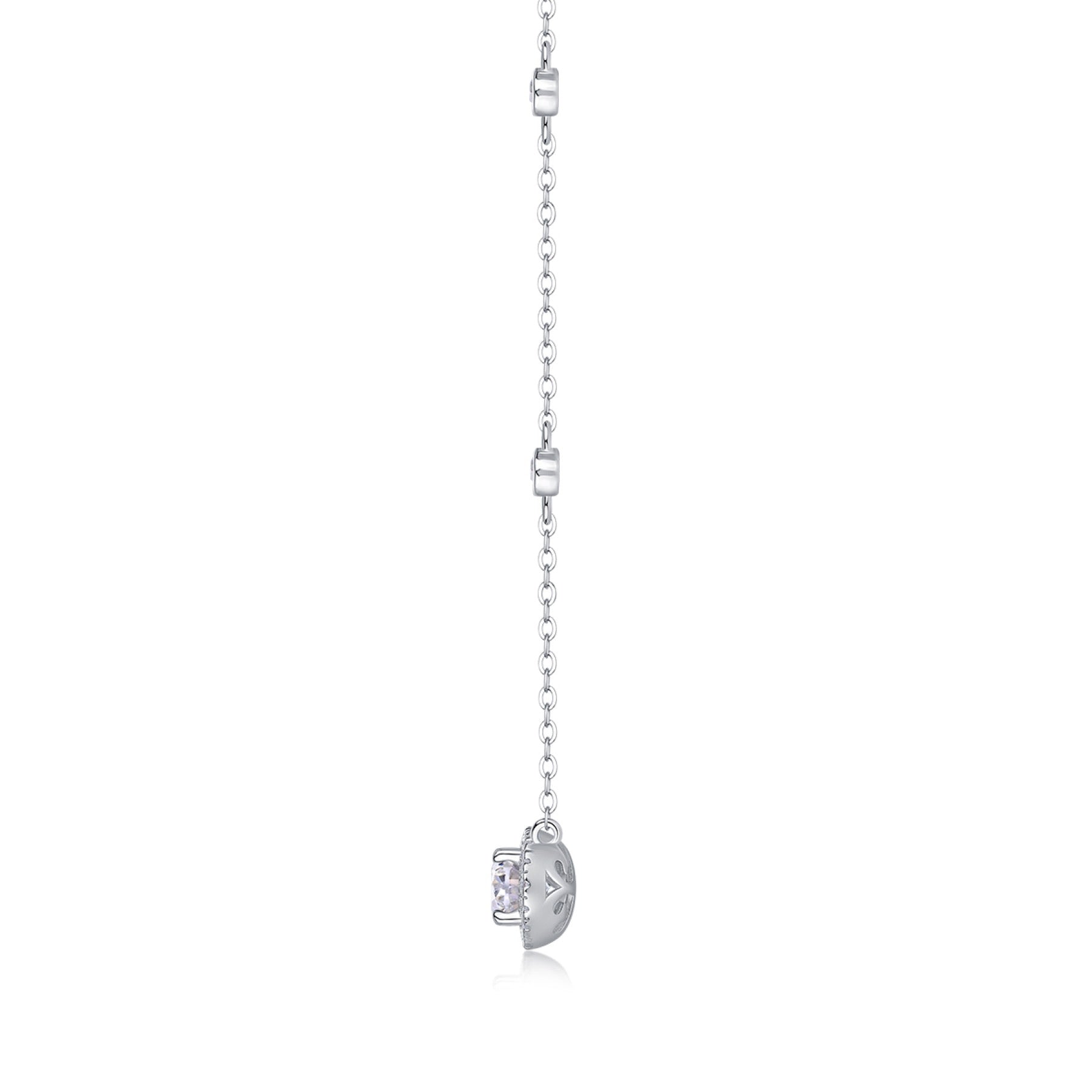 Midsummer Oval-Cut Moissanite Bezel Pendant Necklace in Sterling Silver
