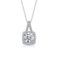 Solene 2 Carat Moissanite Halo Pendant Necklace in Sterling Silver