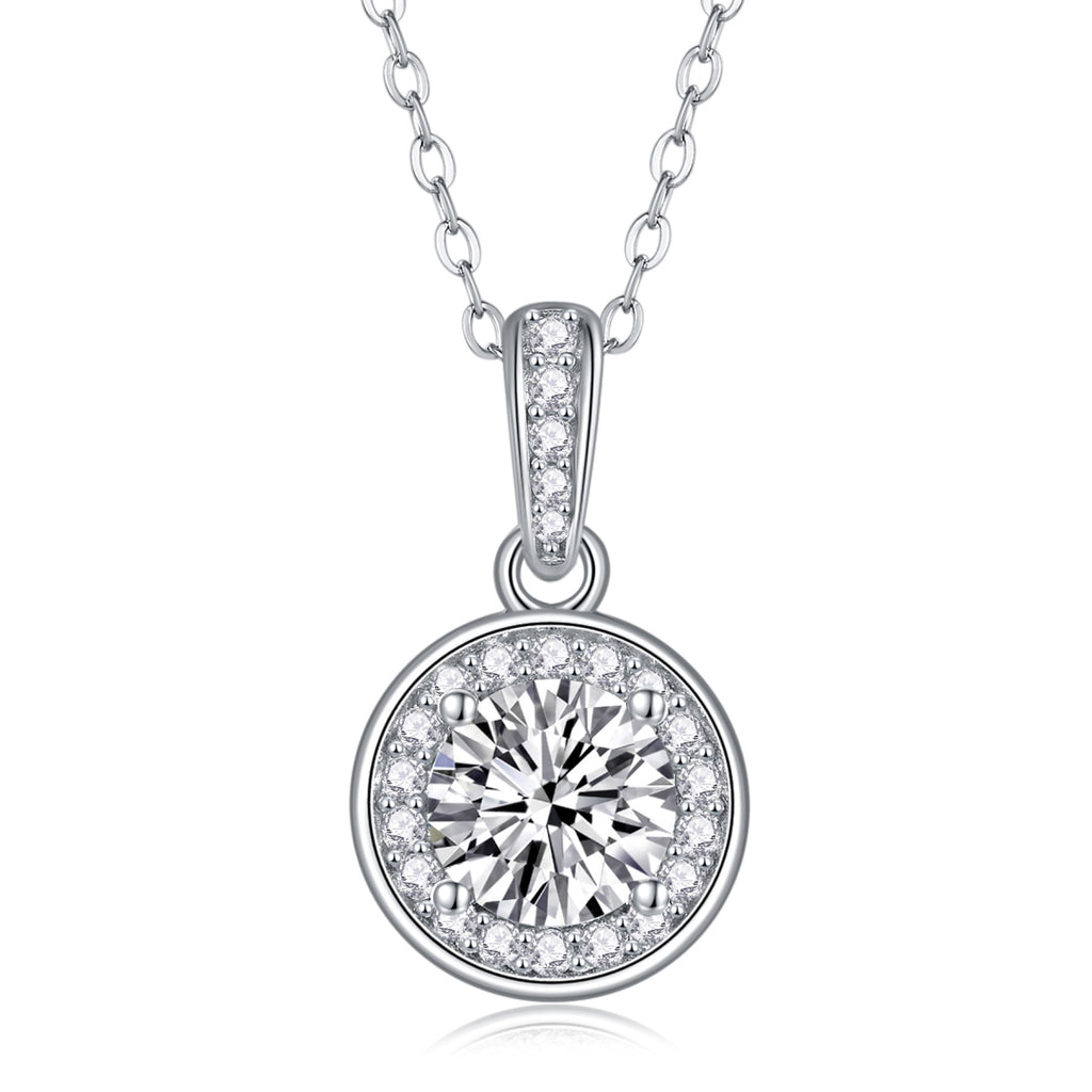 Nocturne 1 Carat Moissanite Halo Pendant Necklace in Sterling Silver