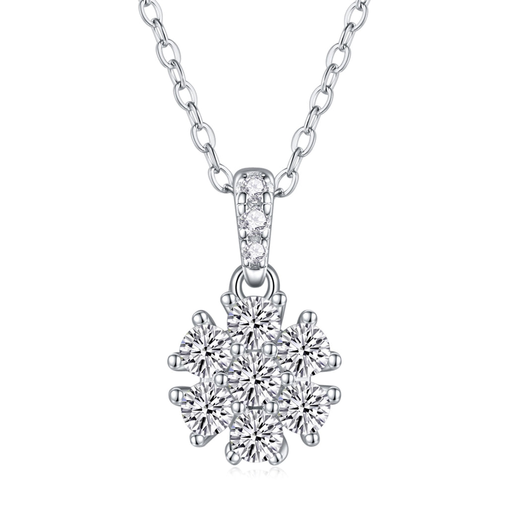 Flurry Moissanite Snowflake Pendant Necklace in Sterling Silver