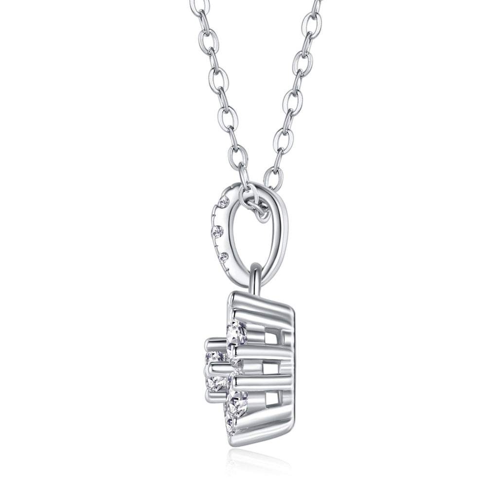 Flurry Moissanite Snowflake Pendant Necklace in Sterling Silver