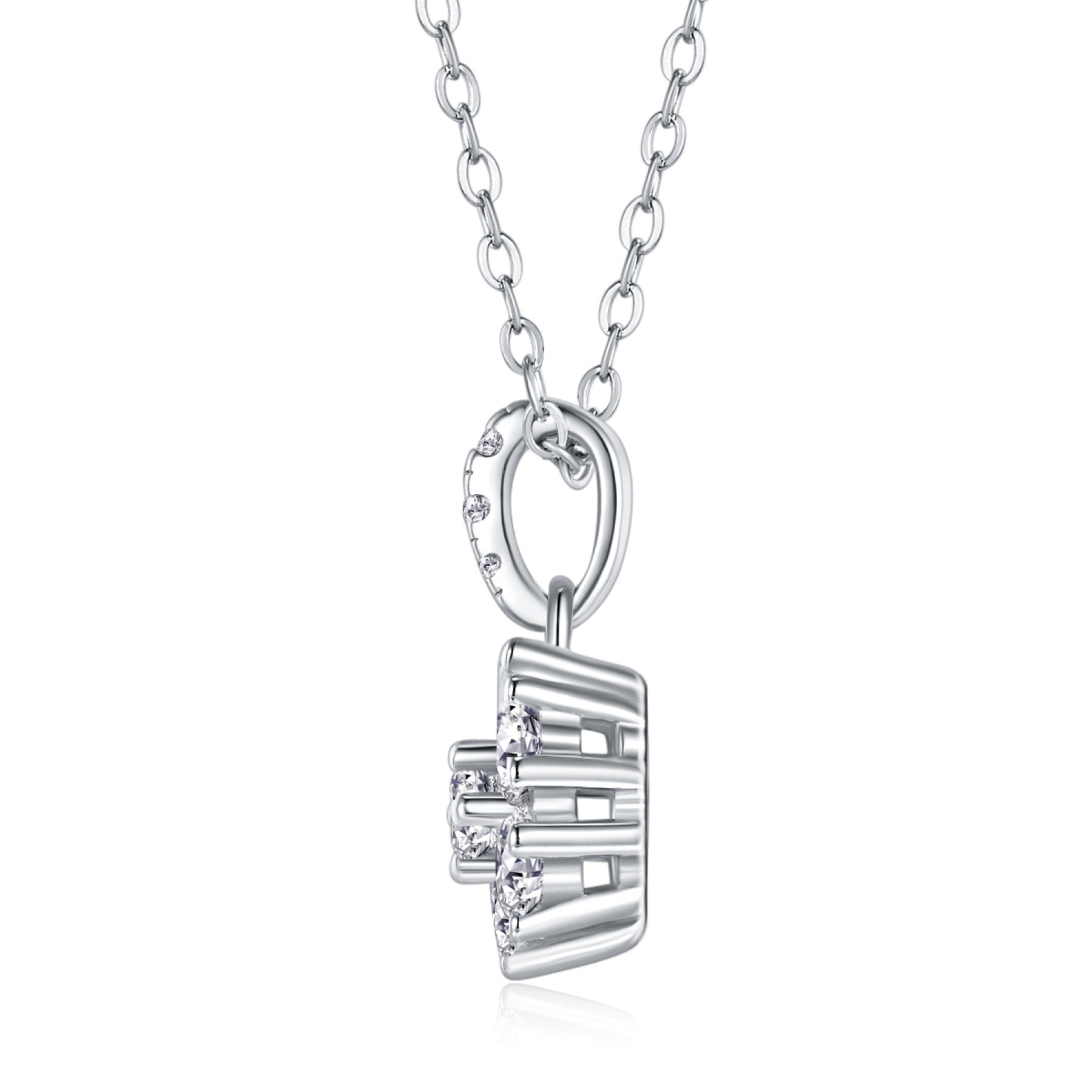 Flurry Moissanite Snowflake Pendant Necklace in Sterling Silver