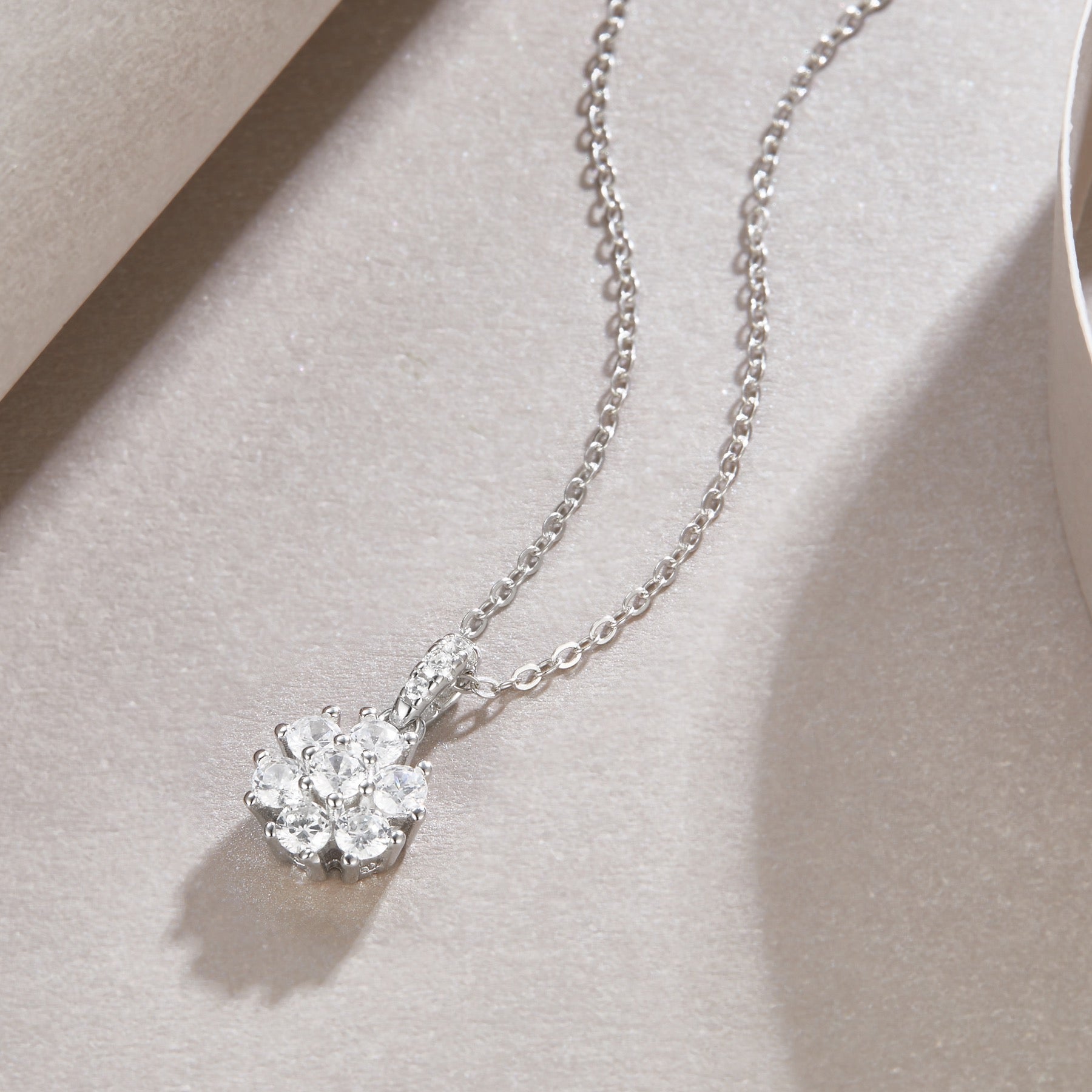 Flurry Moissanite Snowflake Pendant Necklace in Sterling Silver