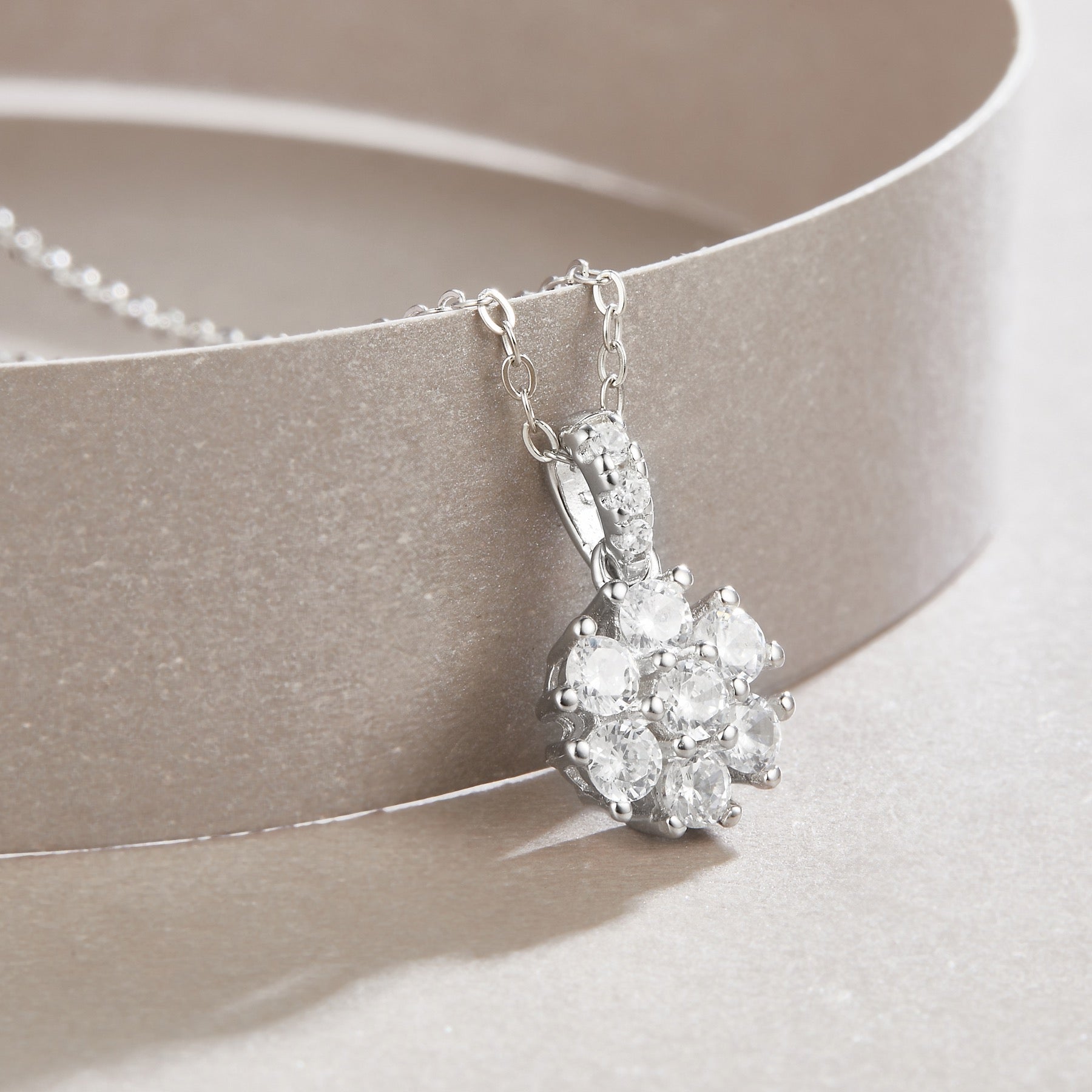 Flurry Moissanite Snowflake Pendant Necklace in Sterling Silver