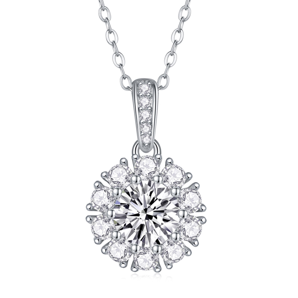 Bloom 1 Carat Moissanite Flower Pendant Necklace in Sterling Silver