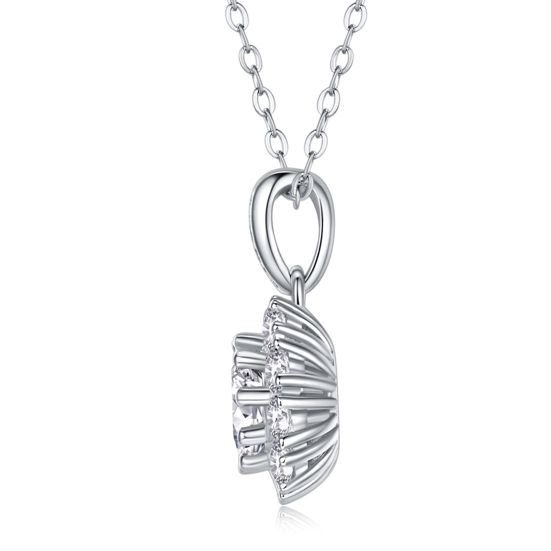 Bloom 1 Carat Moissanite Flower Pendant Necklace in Sterling Silver