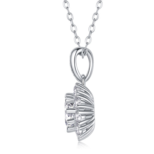 Bloom 1 Carat Moissanite Flower Pendant Necklace in Sterling Silver