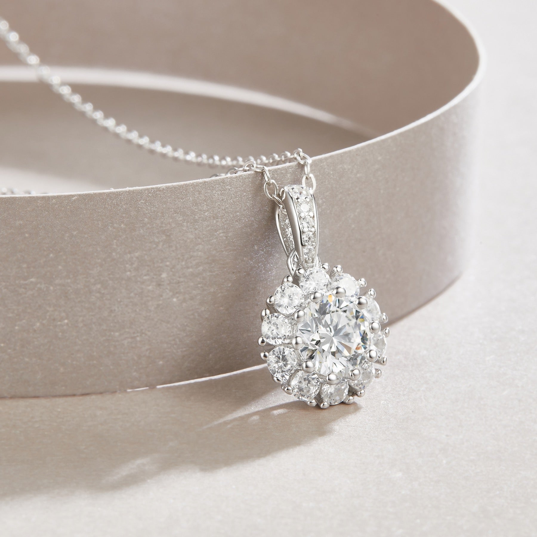 Bloom 1 Carat Moissanite Flower Pendant Necklace in Sterling Silver