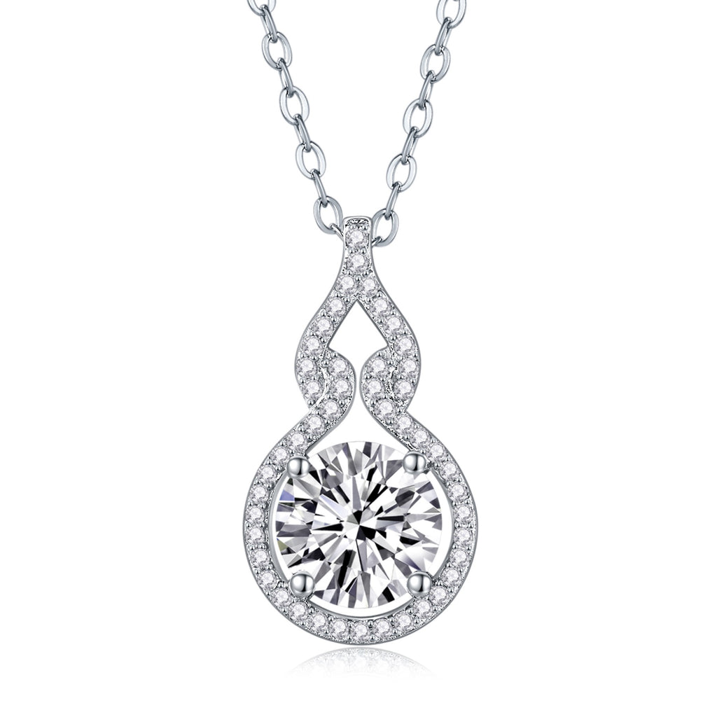 Meander 2 Carat Moissanite Infinity Pendant Necklace in Sterling Silver