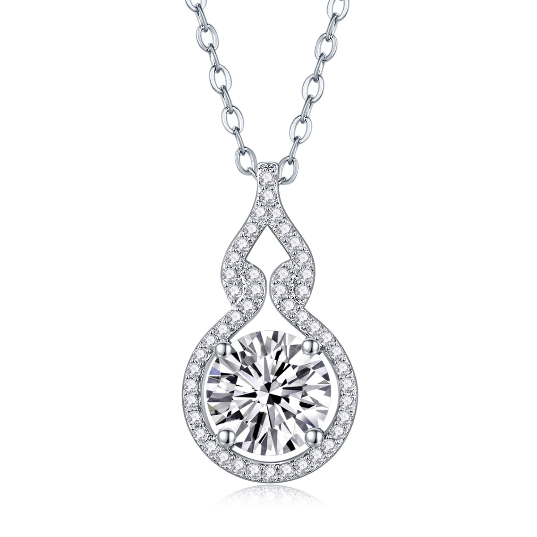 Meander 2 Carat Moissanite Infinity Pendant Necklace in Sterling Silver