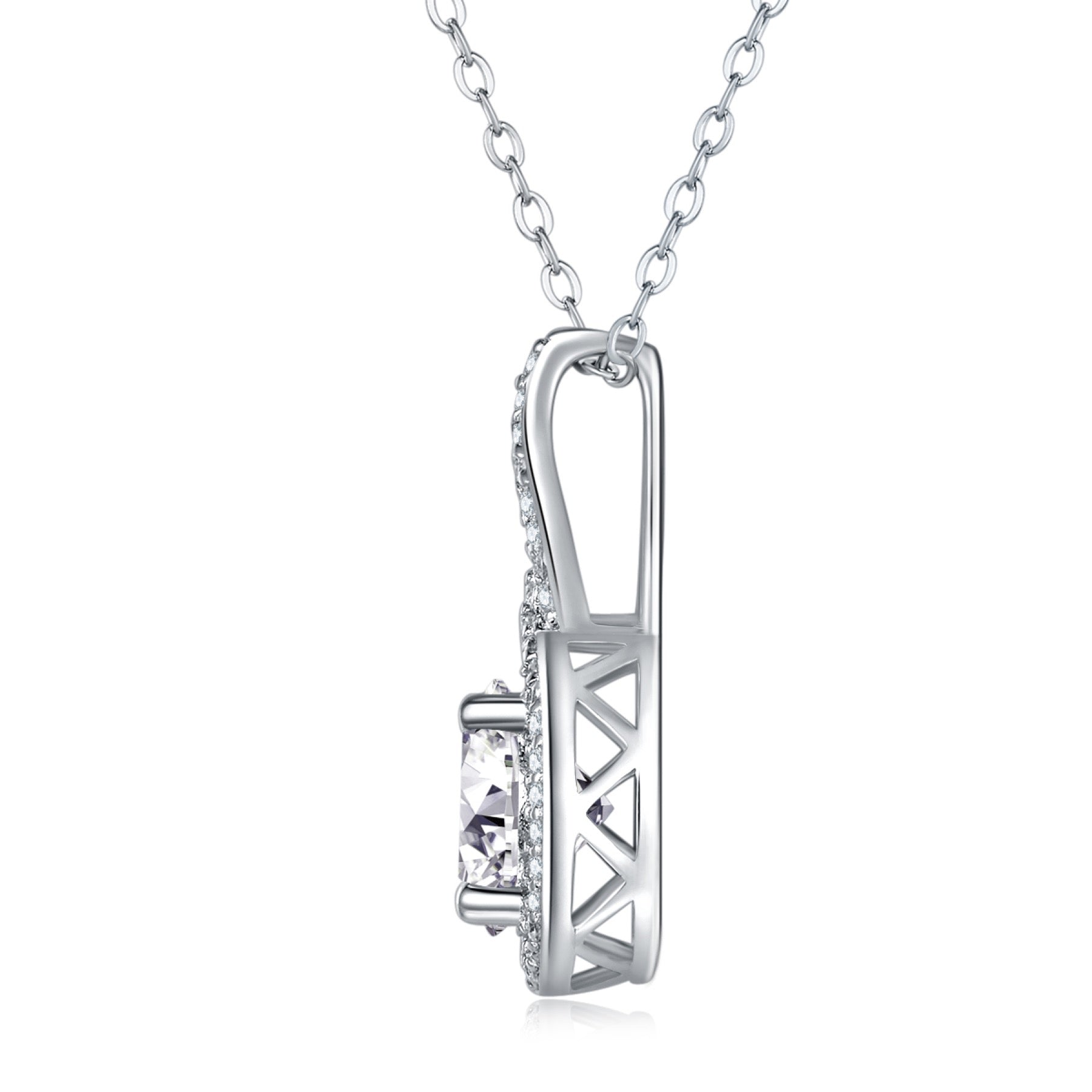 Meander 2 Carat Moissanite Infinity Pendant Necklace in Sterling Silver