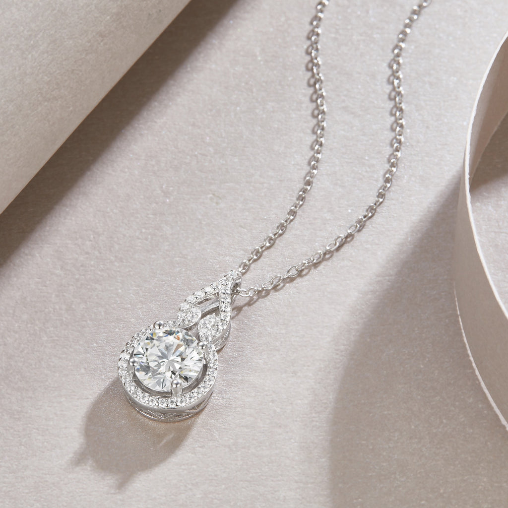 Meander 2 Carat Moissanite Infinity Pendant Necklace in Sterling Silver