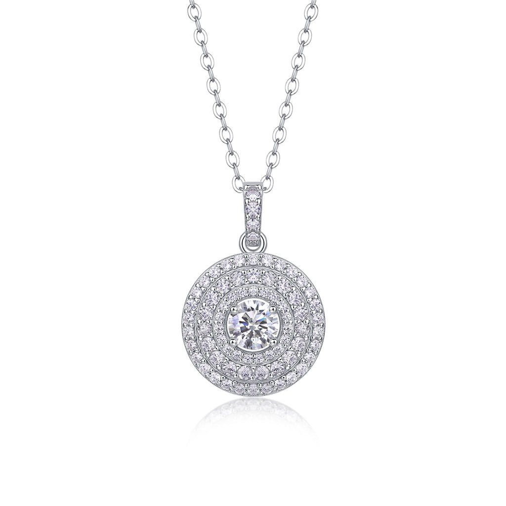 Dune 0.5 Carat Moissanite Double Halo Pendant Necklace in Sterling Silver