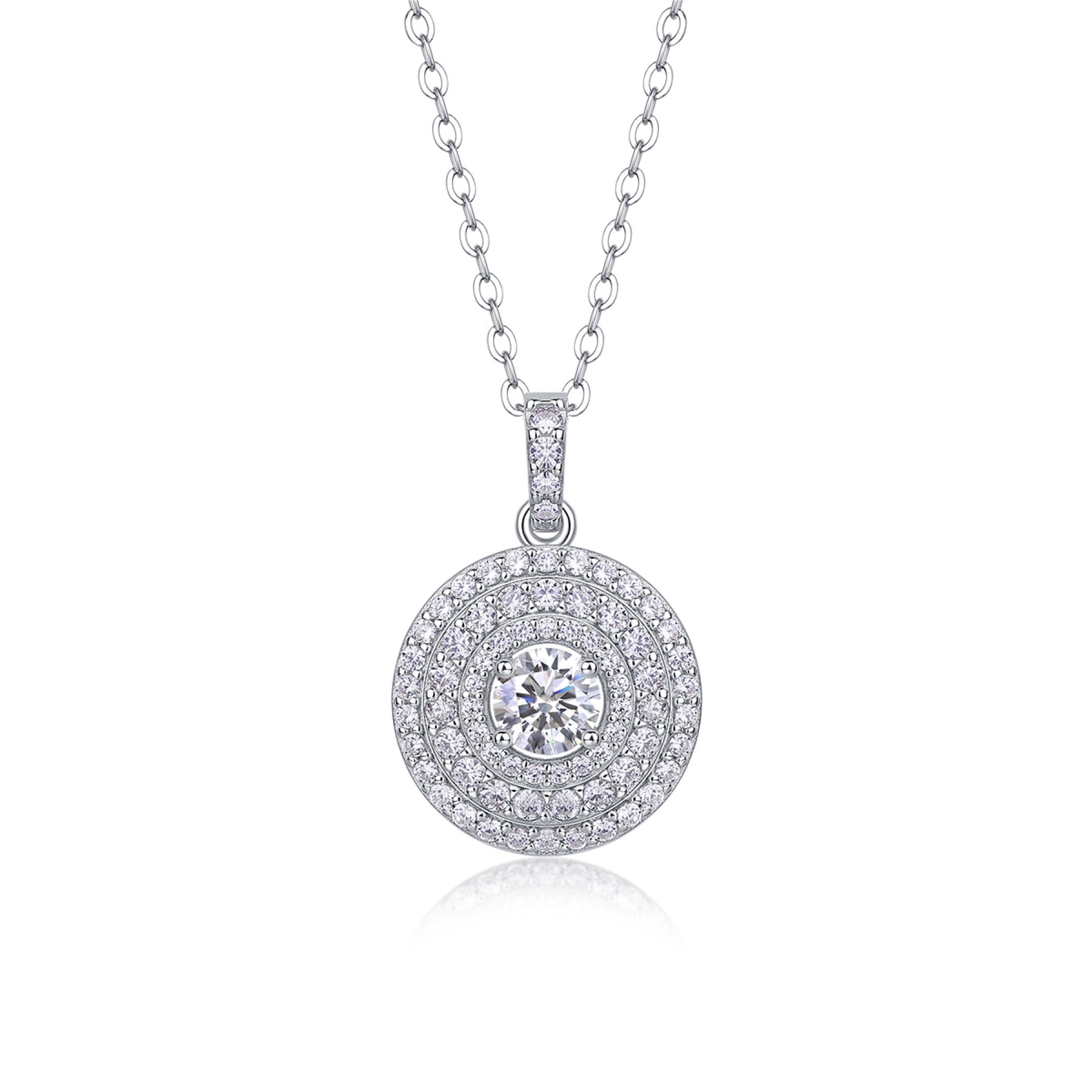 Dune 0.5 Carat Moissanite Double Halo Pendant Necklace in Sterling Silver