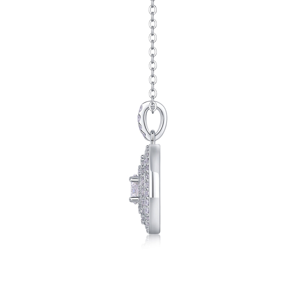 Dune 0.5 Carat Moissanite Double Halo Pendant Necklace in Sterling Silver