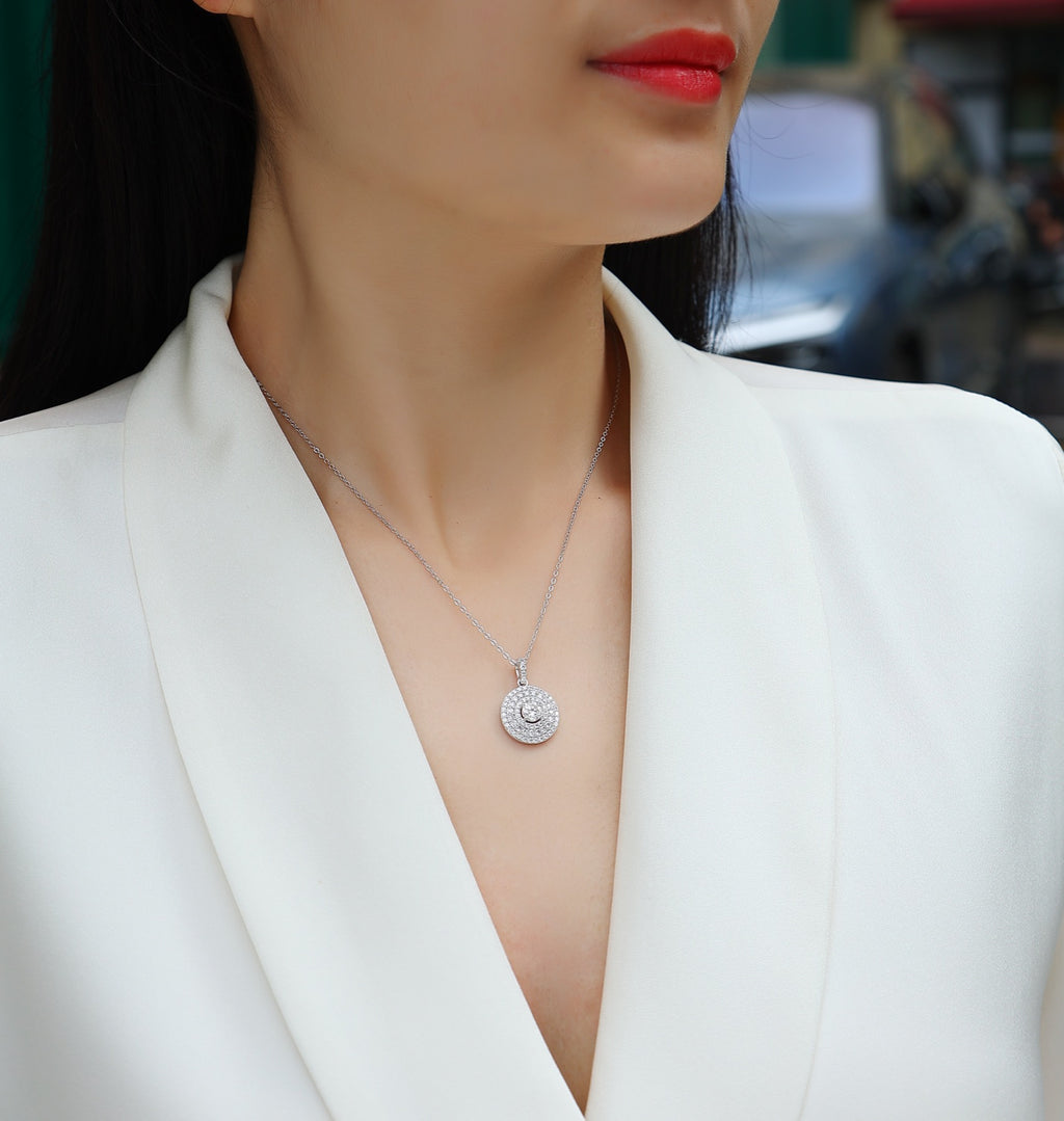 Dune 0.5 Carat Moissanite Double Halo Pendant Necklace in Sterling Silver