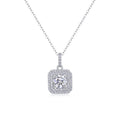 Sugarcube 1 Carat Moissanite Halo Pendant Necklace in Sterling Silver