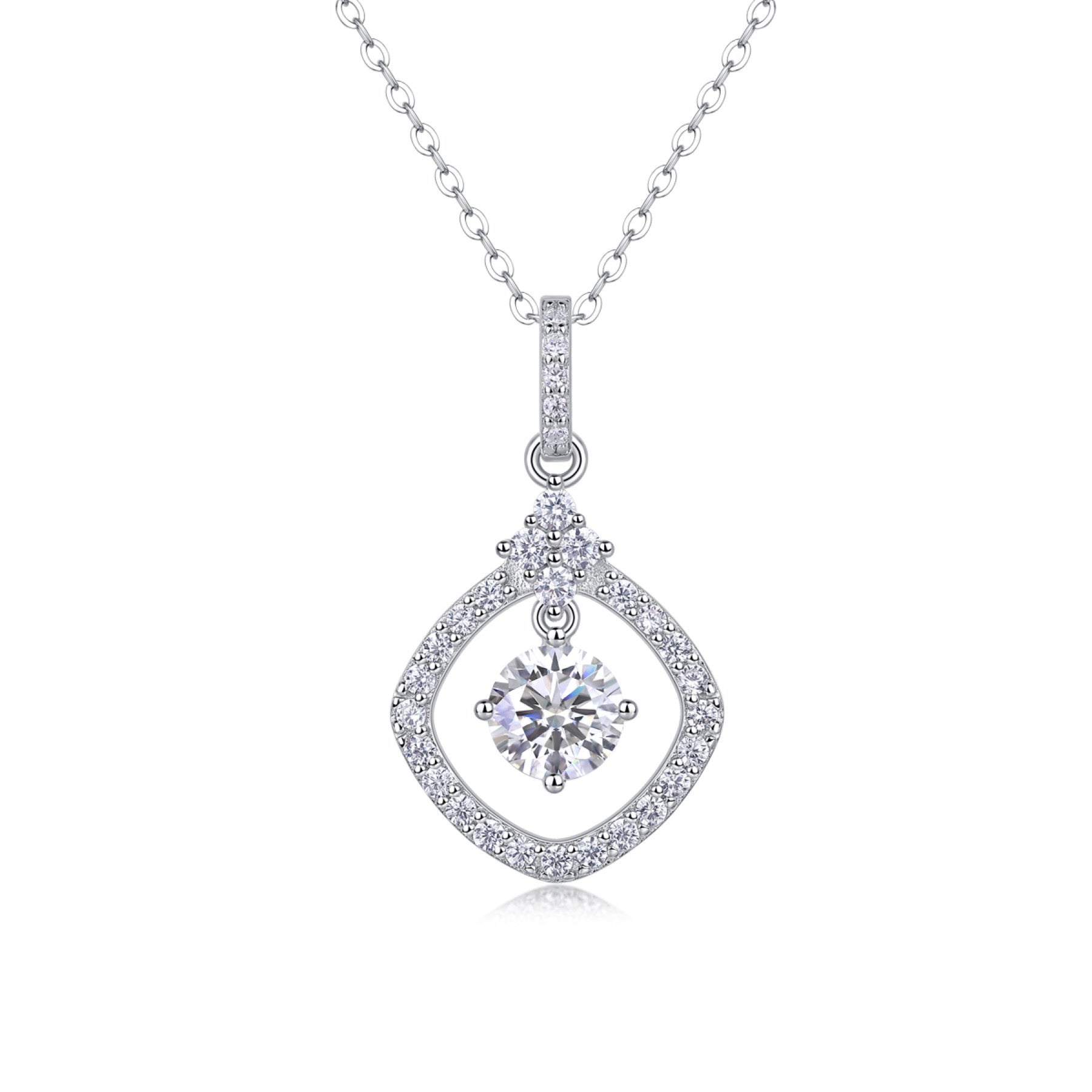 Stardust 1 Carat Moissanite Halo Pendant Necklace in Sterling Silver