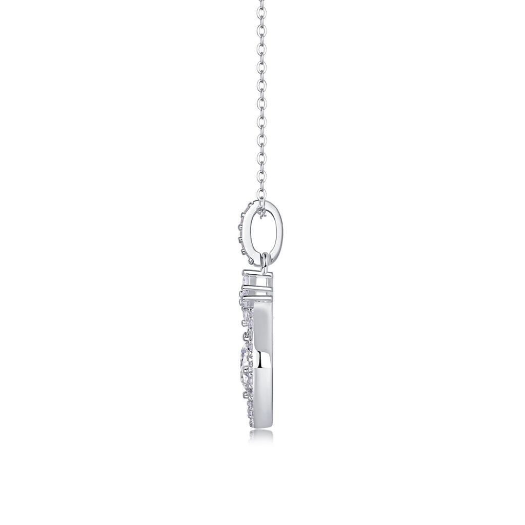 Stardust 1 Carat Moissanite Halo Pendant Necklace in Sterling Silver
