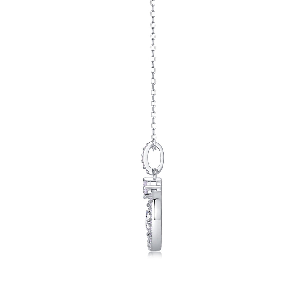 Amour 1 Carat Moissanite Circle Pendant Necklace in Sterling Silver