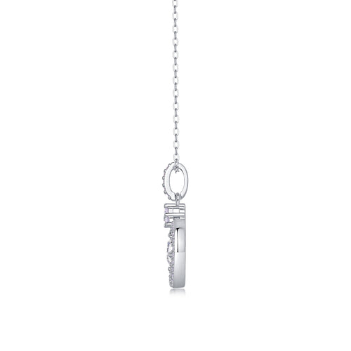 Amour 1 Carat Moissanite Circle Pendant Necklace in Sterling Silver