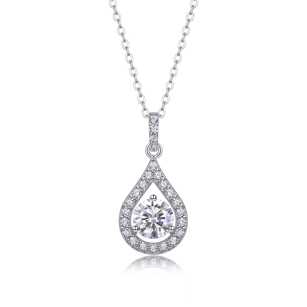 Rhapsody 1 Carat Moissanite Teardrop Pendant Necklace in Sterling Silver