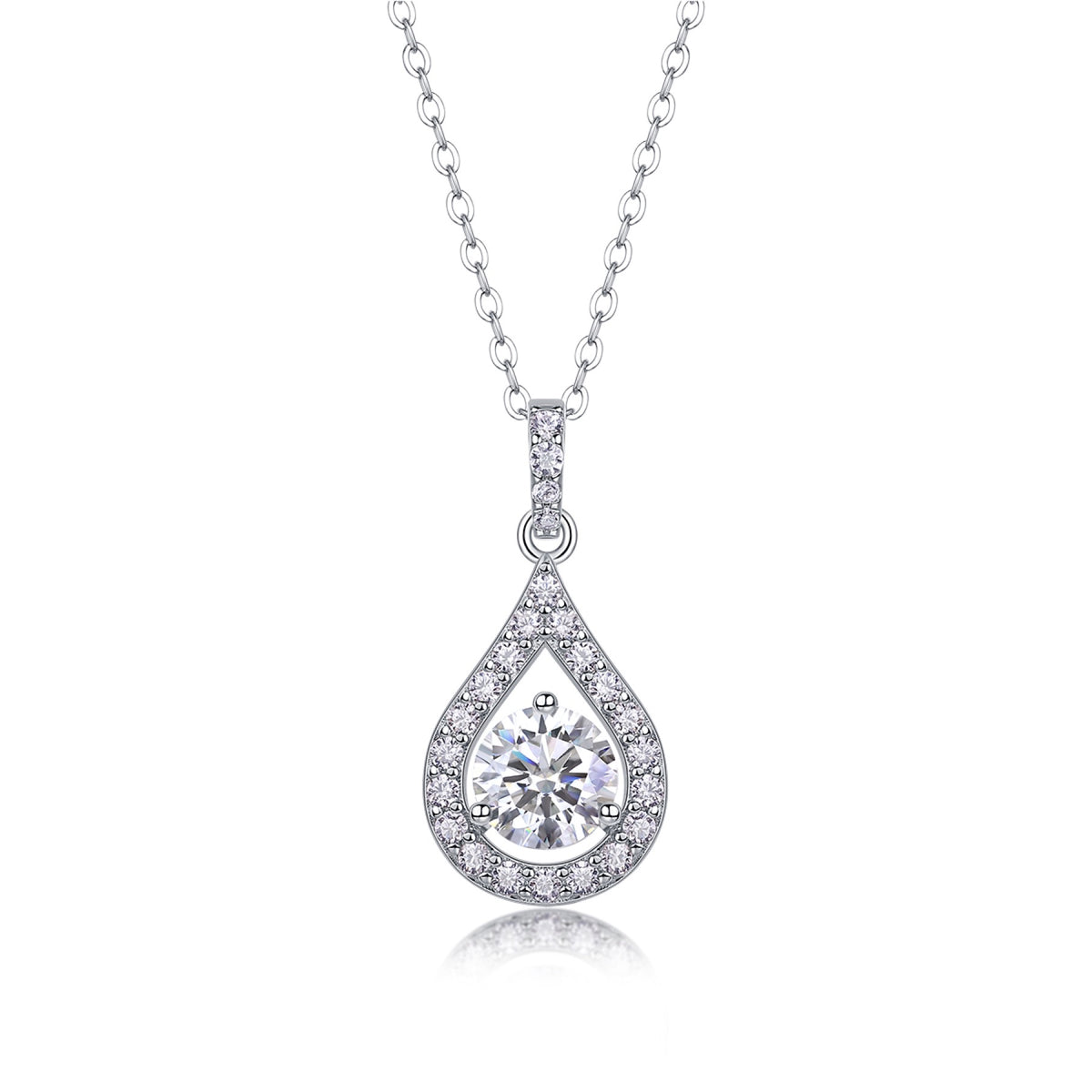 Rhapsody 1 Carat Moissanite Teardrop Pendant Necklace in Sterling Silver