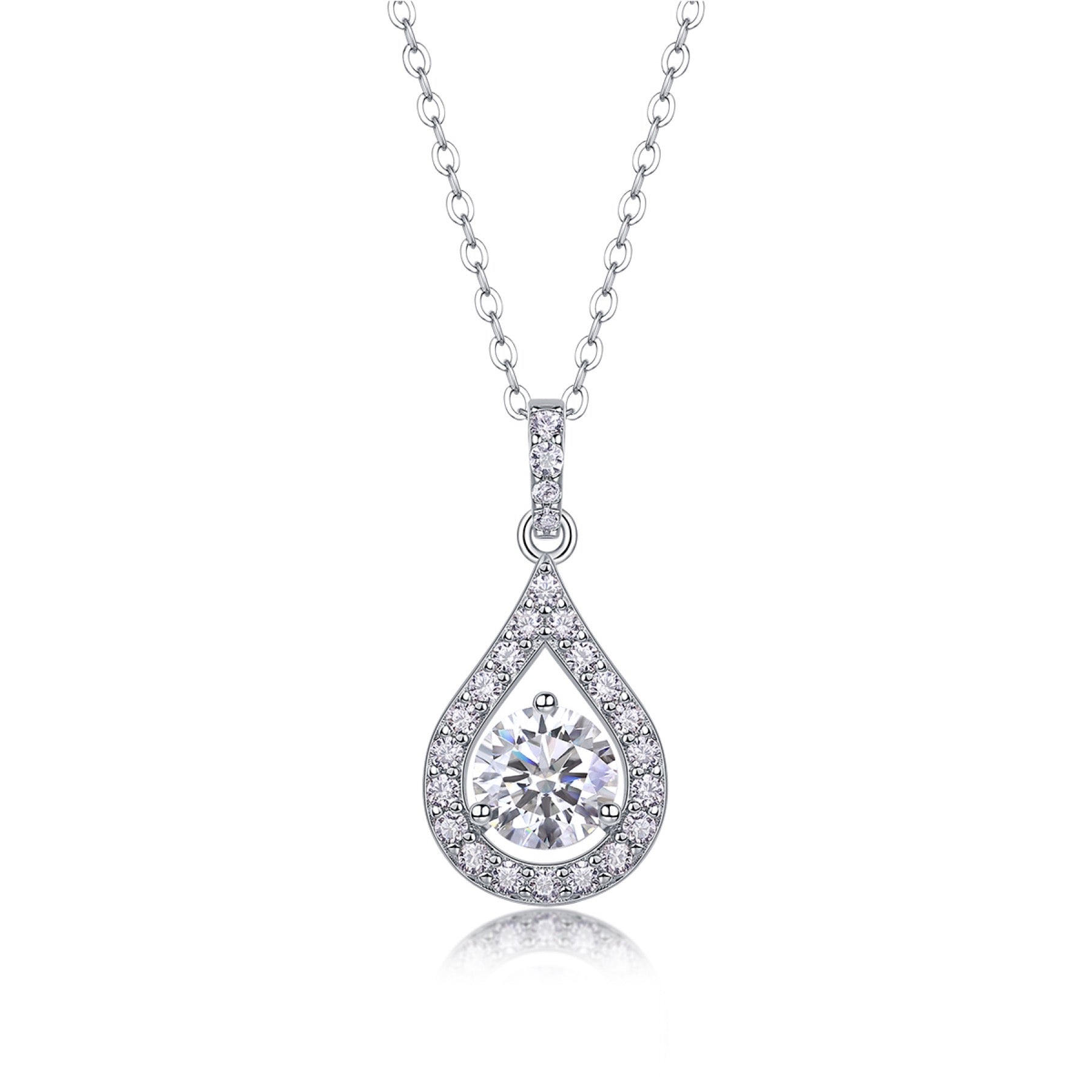 Rhapsody 1 Carat Moissanite Teardrop Pendant Necklace in Sterling Silver