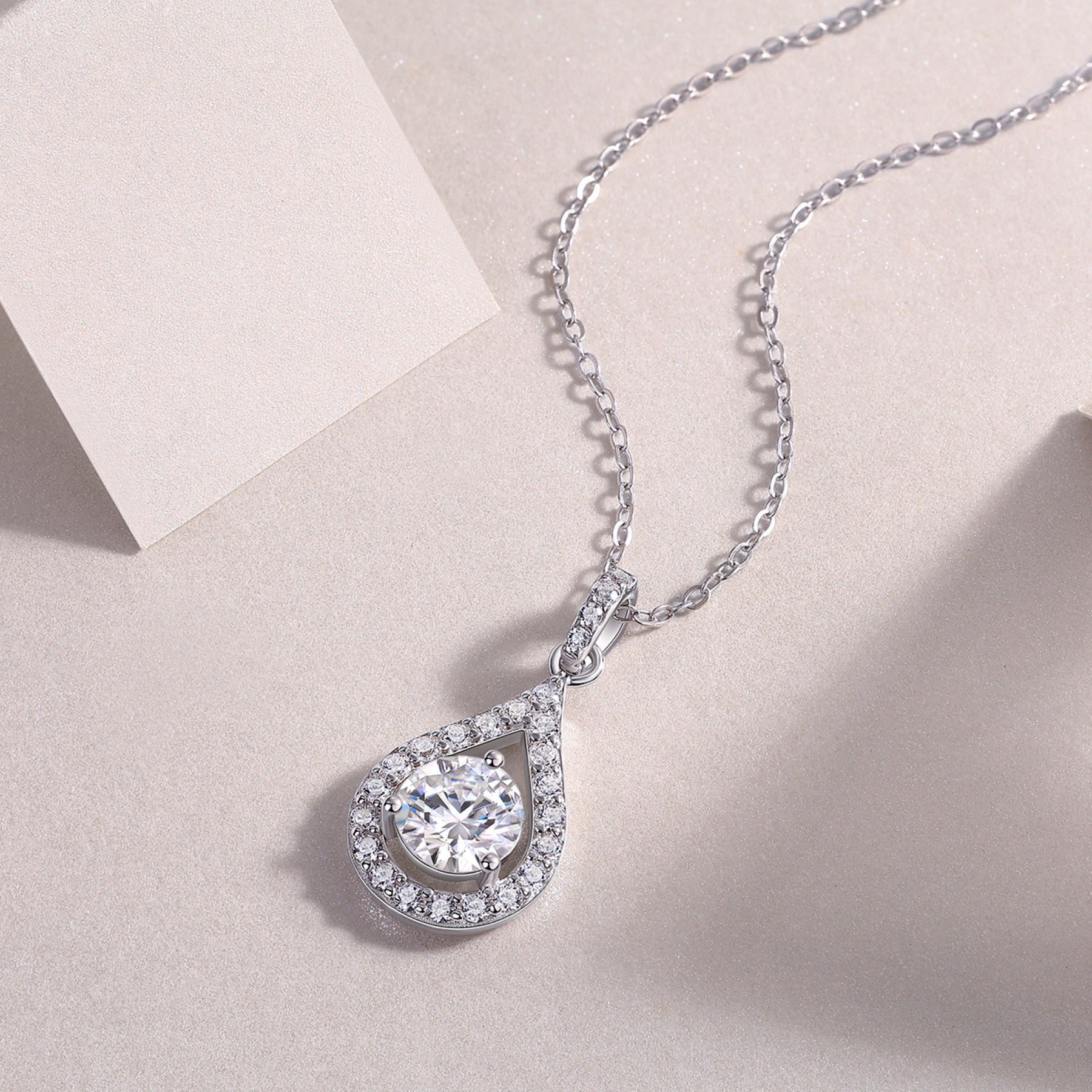 Rhapsody 1 Carat Moissanite Teardrop Pendant Necklace in Sterling Silver