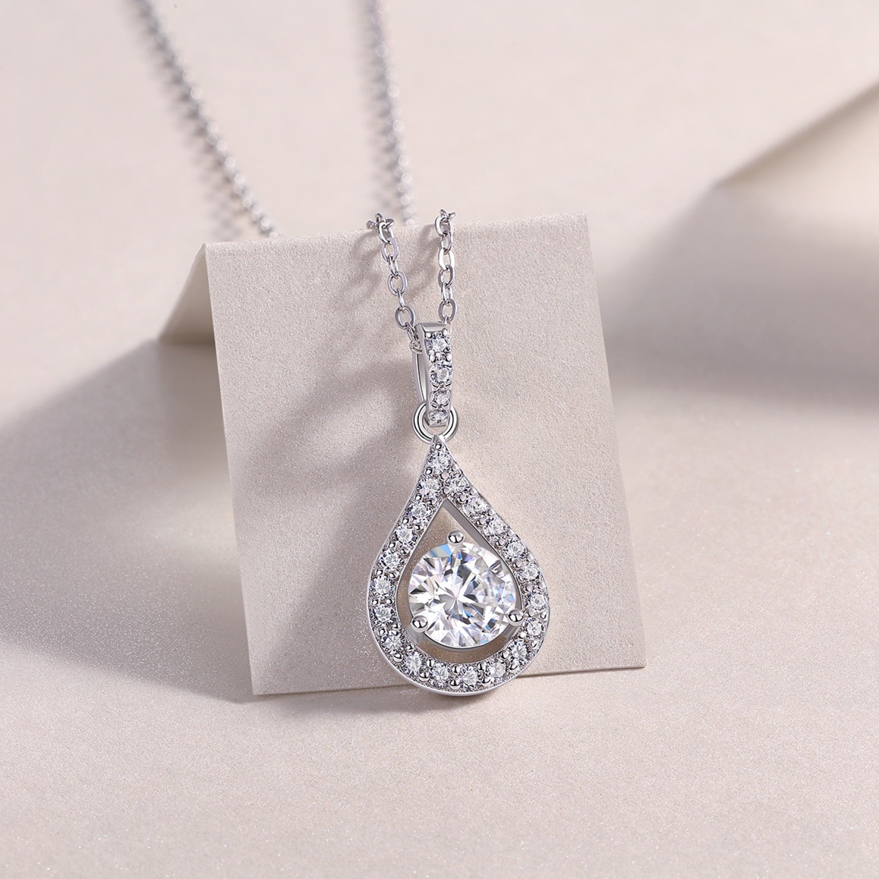 Rhapsody 1 Carat Moissanite Teardrop Pendant Necklace in Sterling Silver