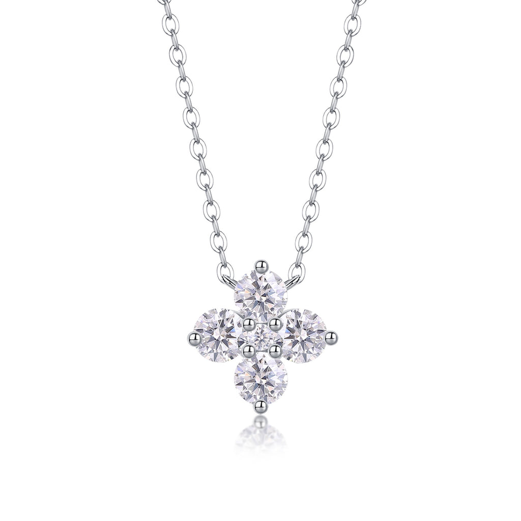 Clover Moissanite Clover Pendant Necklace in Sterling Silver