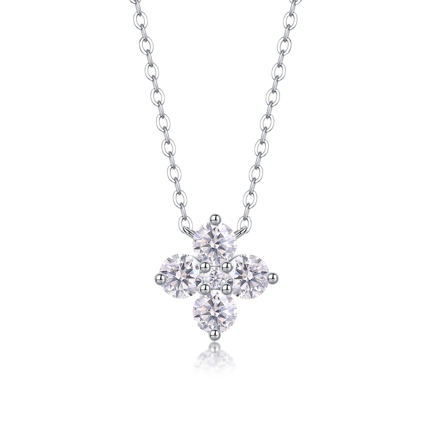 Clover Moissanite Clover Pendant Necklace in Sterling Silver