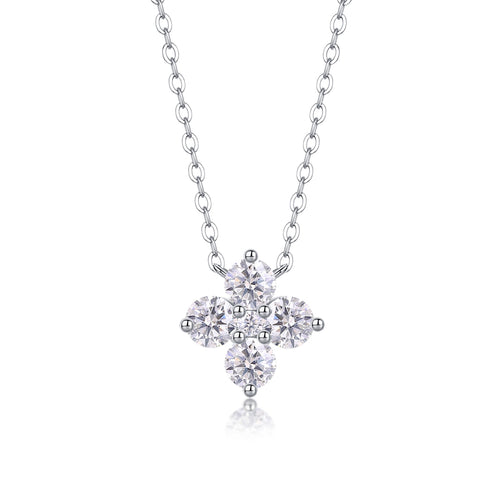 Clover Moissanite Clover Pendant Necklace in Sterling Silver