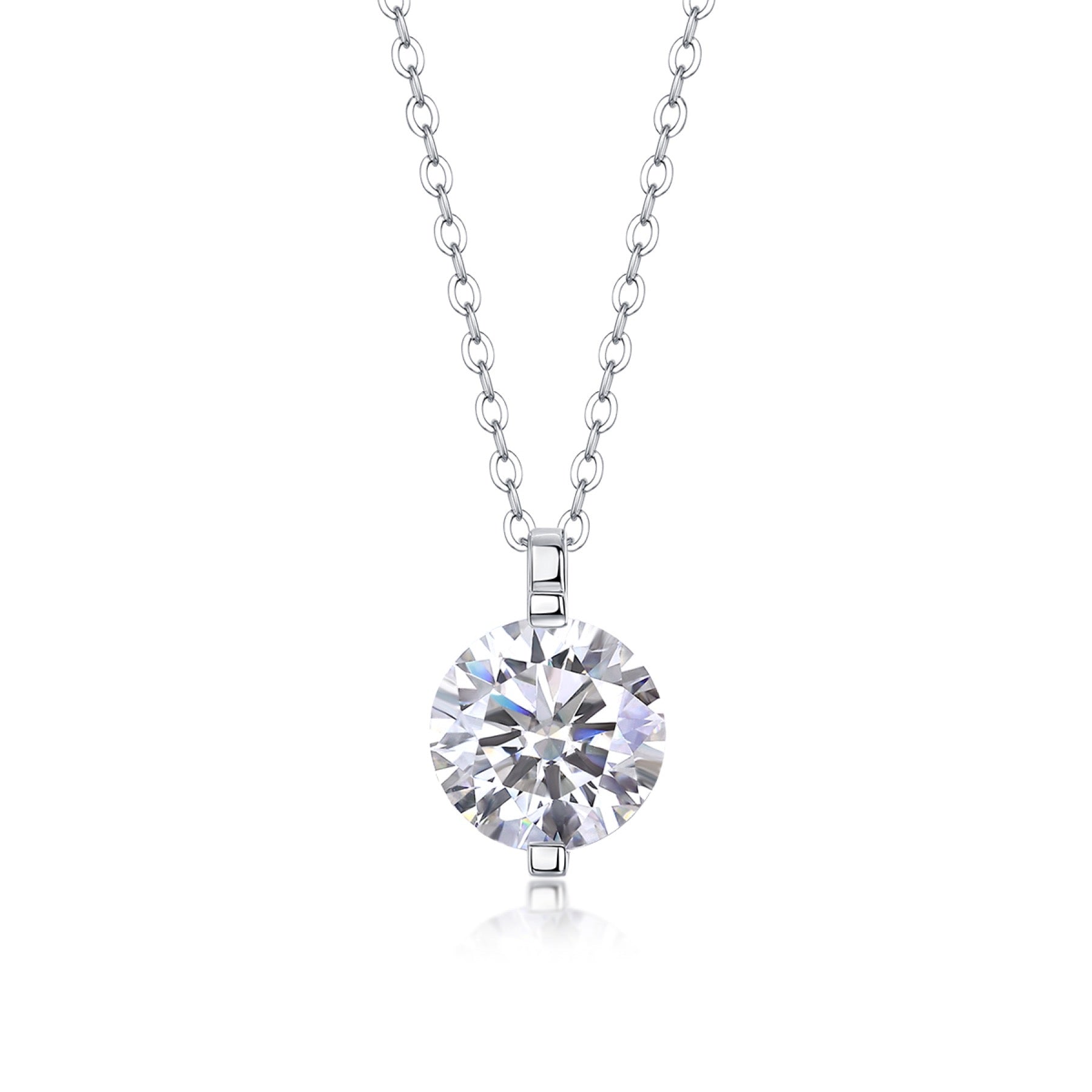 Timeless Moissanite Solitaire Pendant Necklace in Sterling Silver