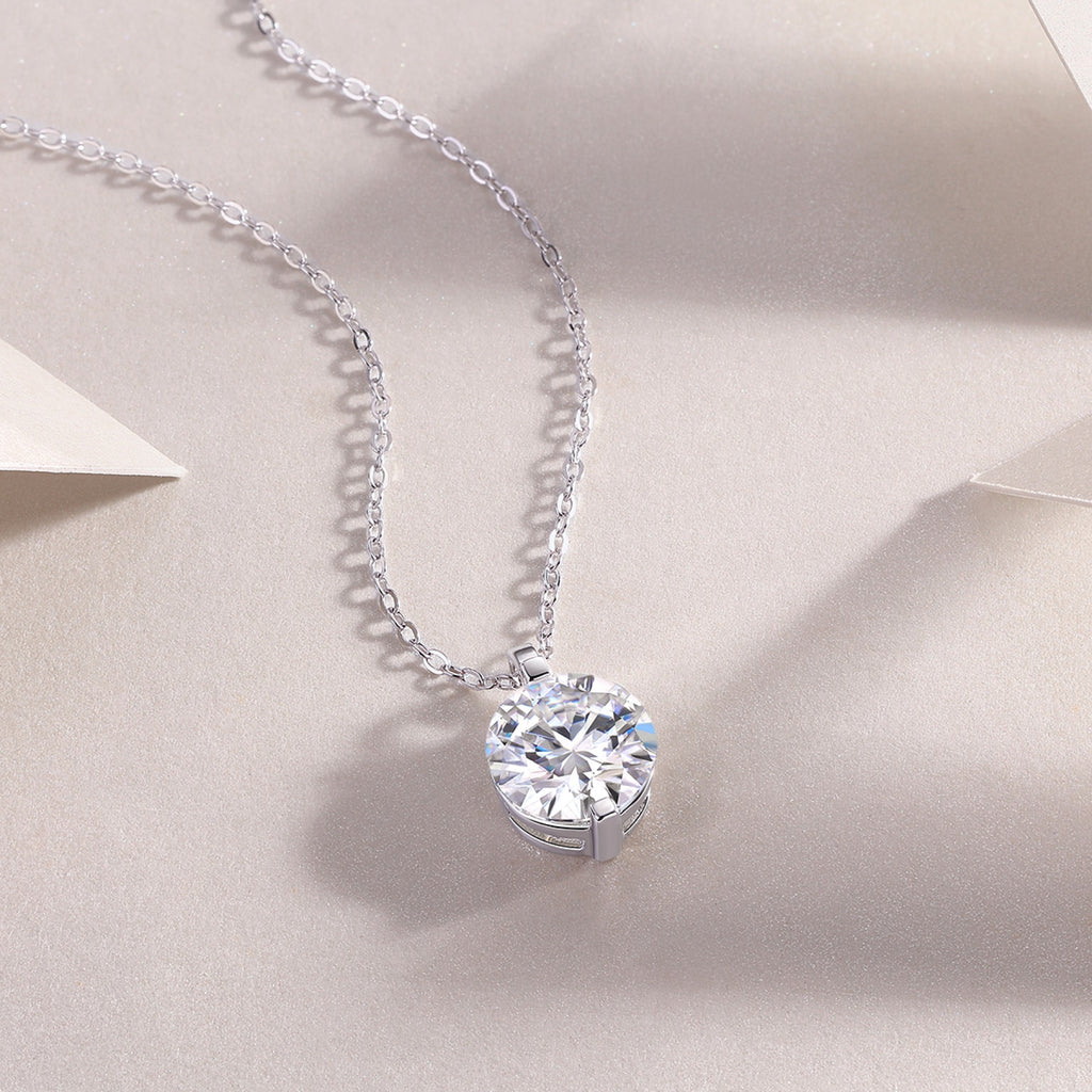 Timeless Moissanite Solitaire Pendant Necklace in Sterling Silver