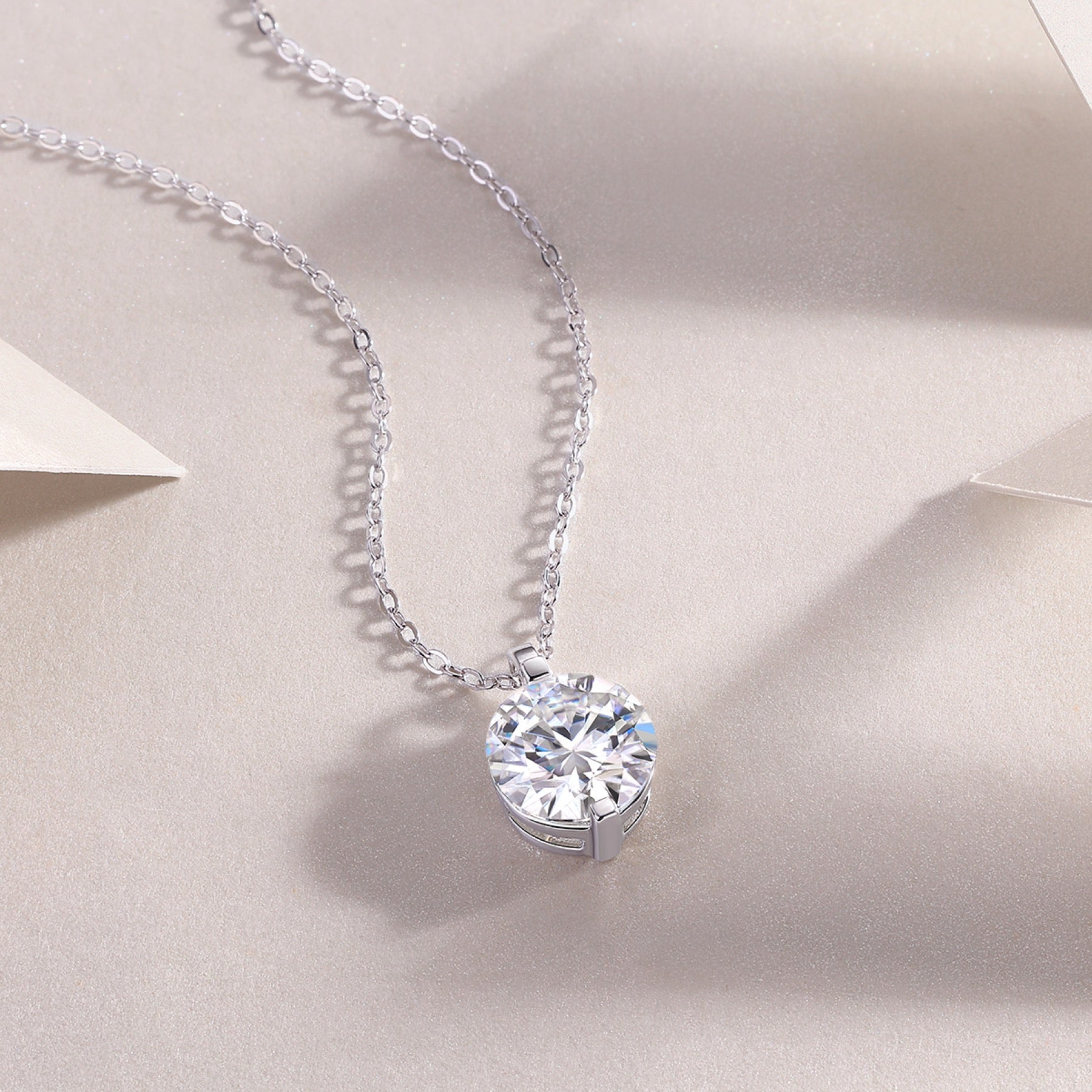Timeless Moissanite Solitaire Pendant Necklace in Sterling Silver