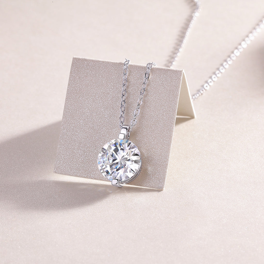 Timeless Moissanite Solitaire Pendant Necklace in Sterling Silver
