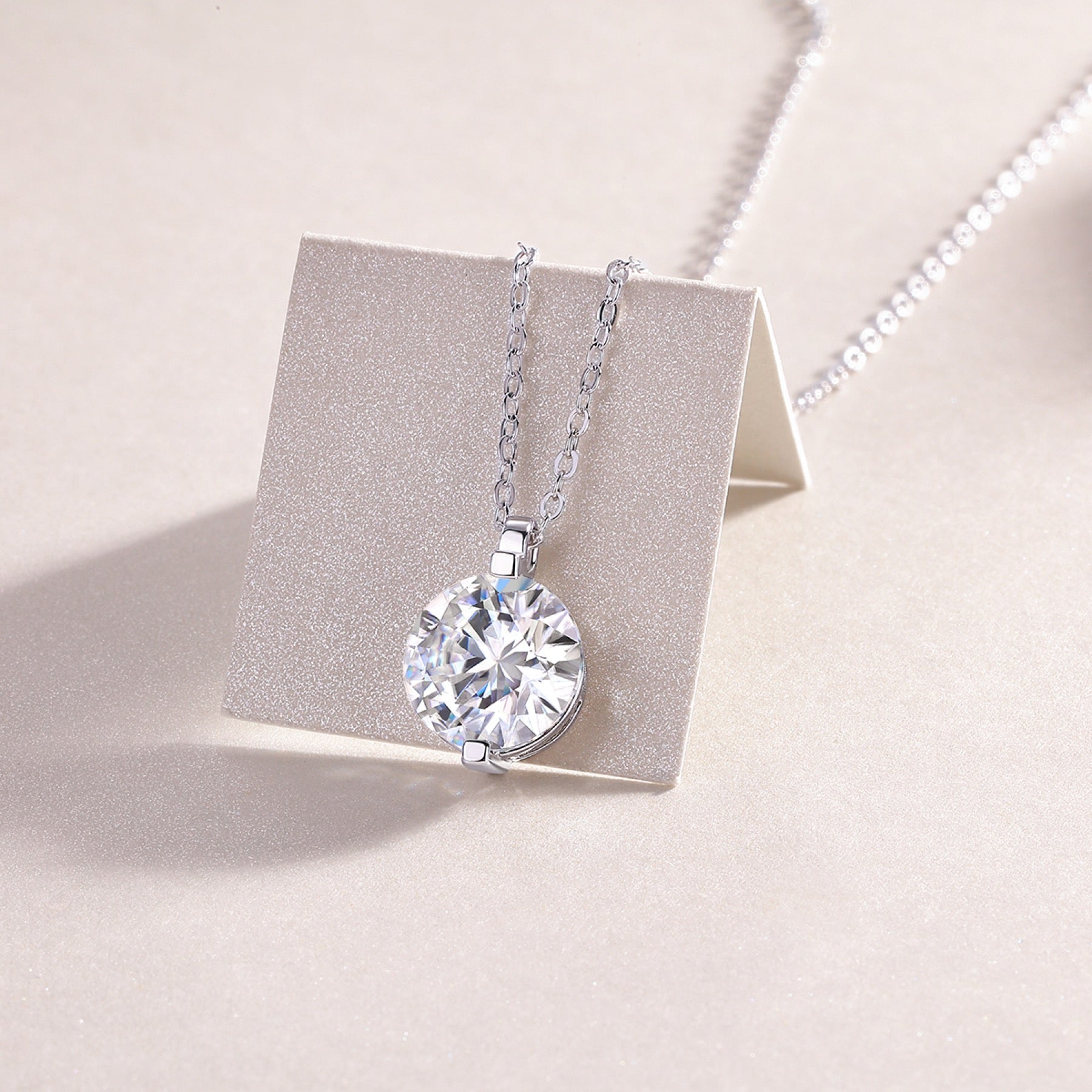 Timeless Moissanite Solitaire Pendant Necklace in Sterling Silver
