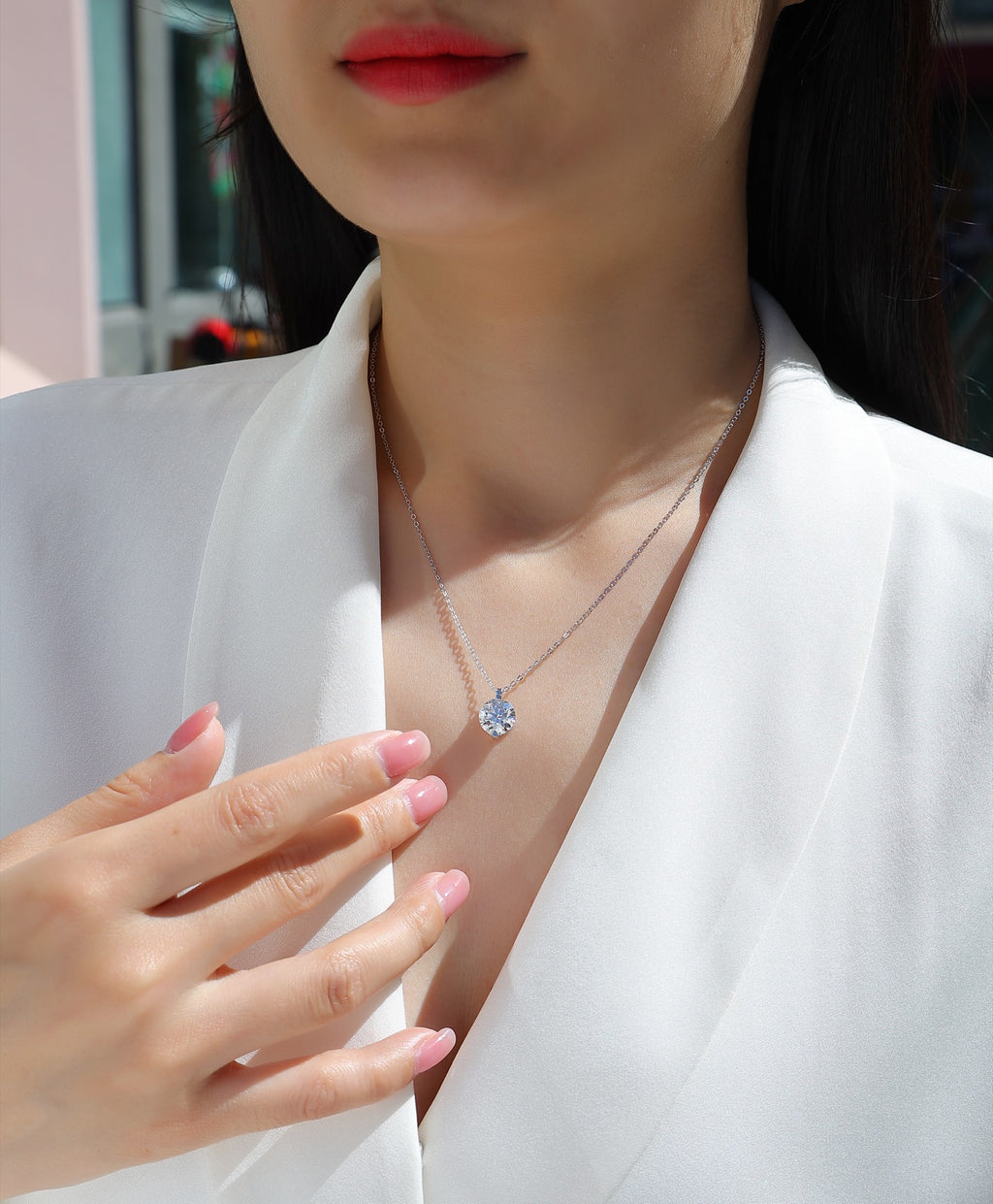 Timeless Moissanite Solitaire Pendant Necklace in Sterling Silver