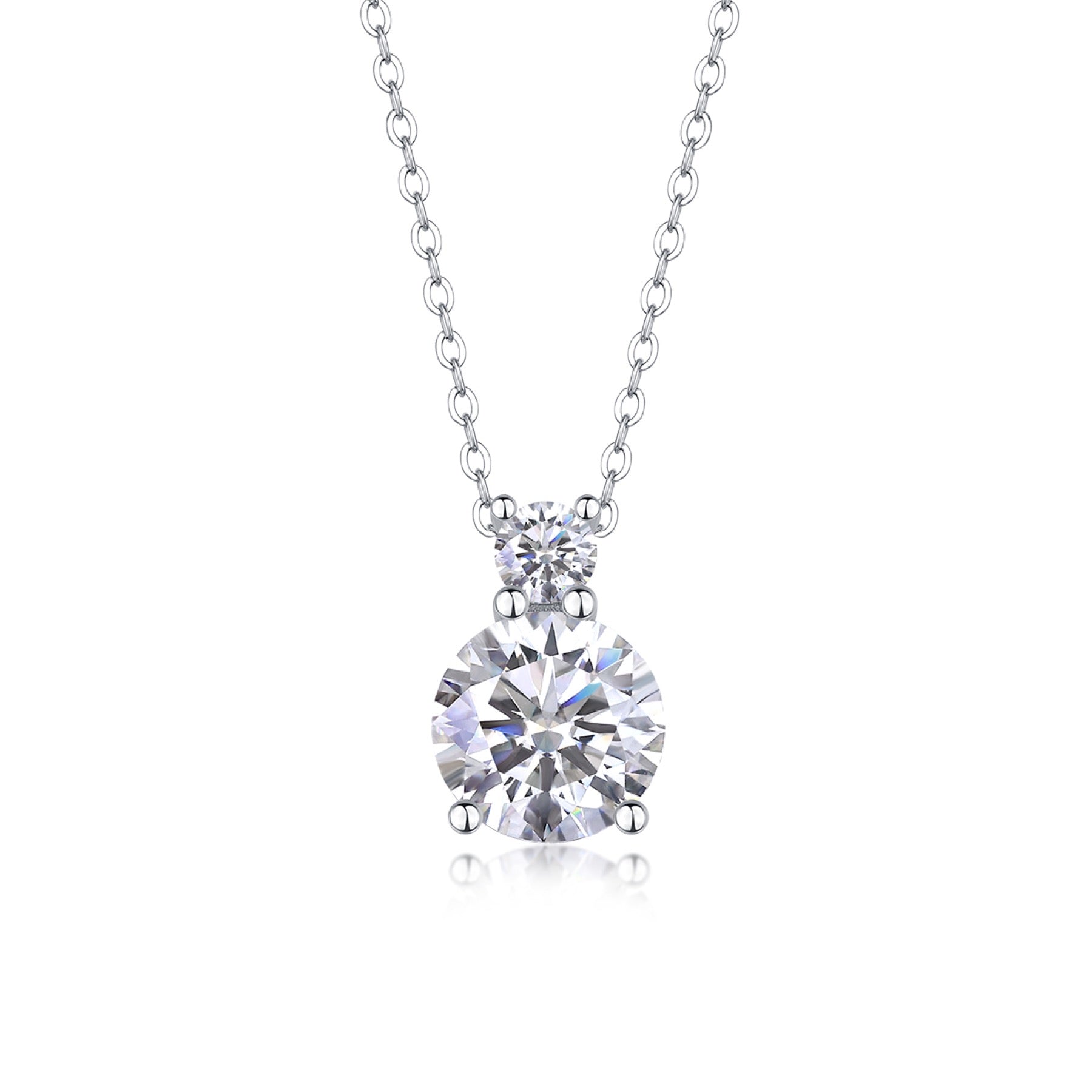 Manor 3 Carat Moissanite Halo Pendant Necklace in Sterling Silver