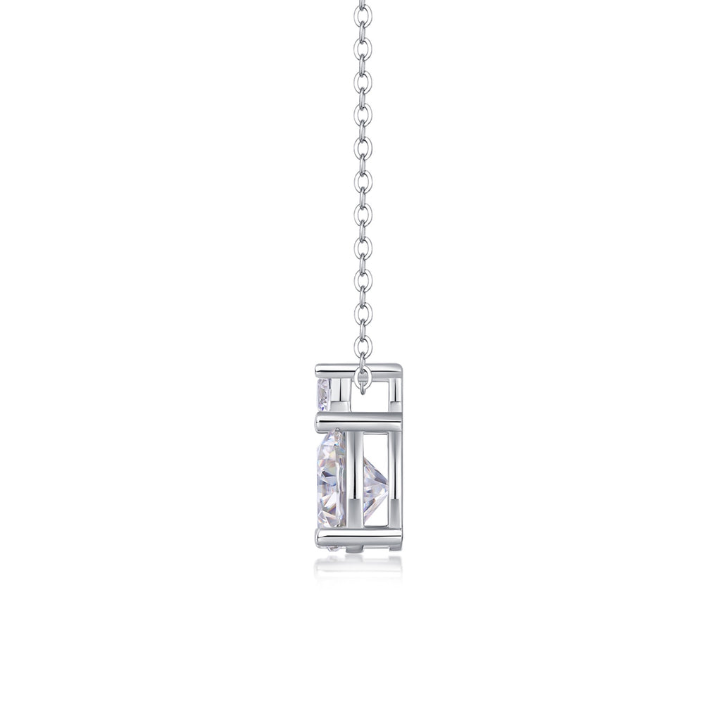 Manor 3 Carat Moissanite Halo Pendant Necklace in Sterling Silver